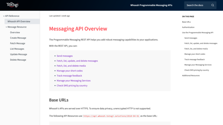 Messaging API Overview